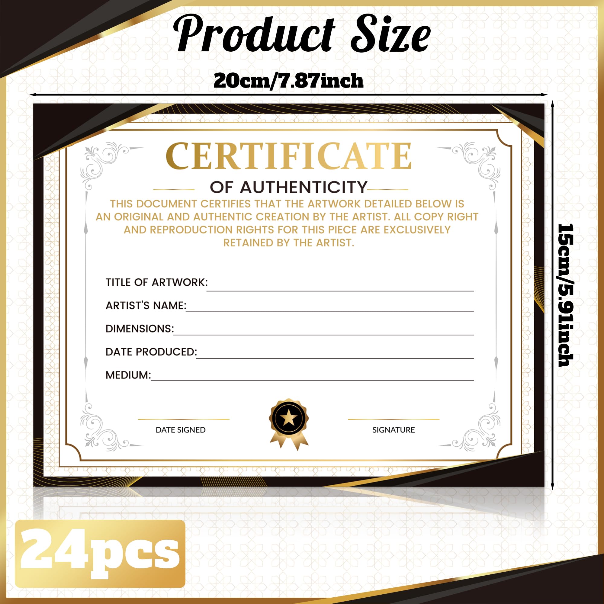 Amazon.com : EYxsaxenk Certificate of Authenticity Black Gold Foil